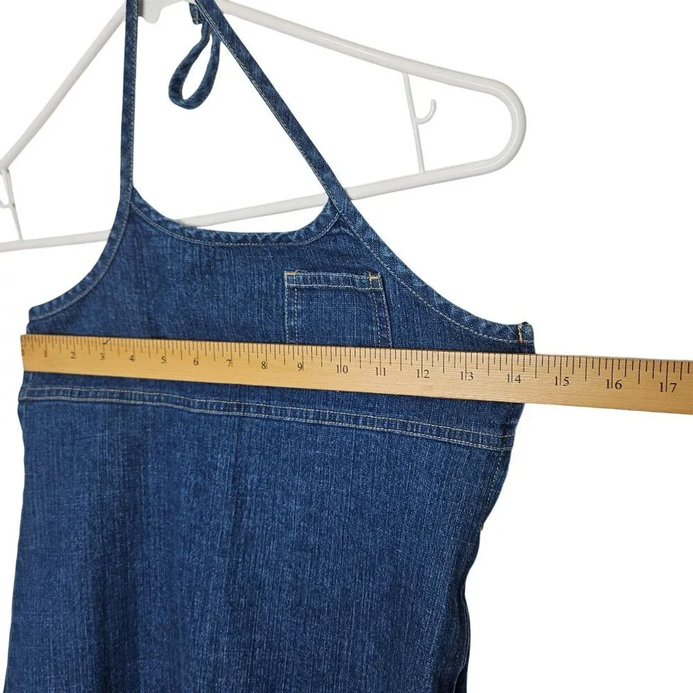 Old Navy Girls Size 12 Denim Jean Halter Dress Side Zipper 2002‎ Y2k Minimalist
